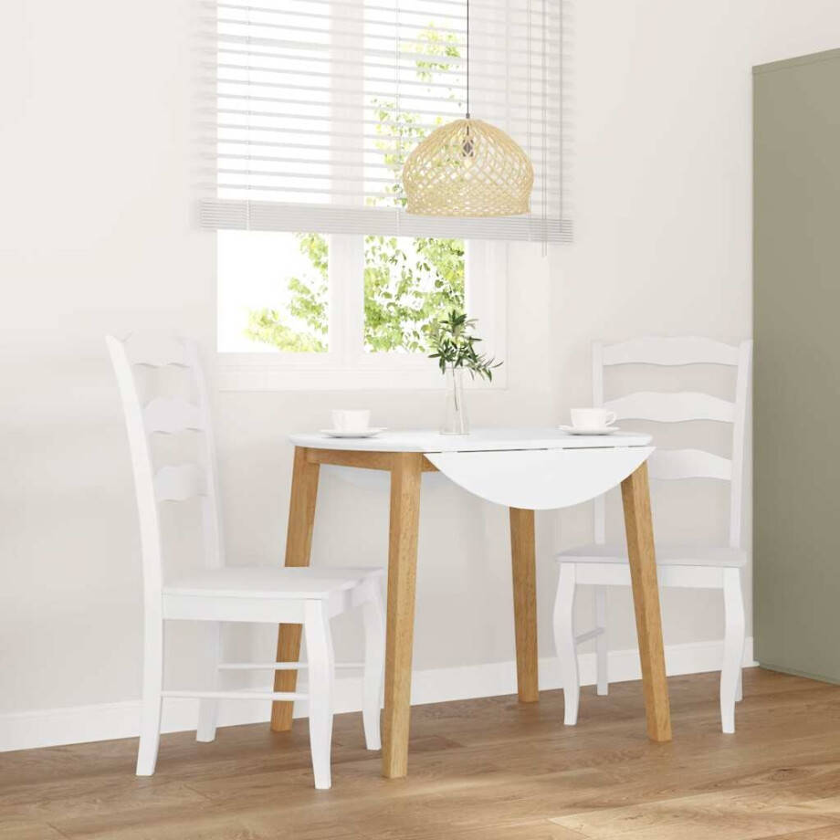 vidaXL Eetkamerstoelen 2 stuks Wit Massief Hout Rubber afbeelding 1