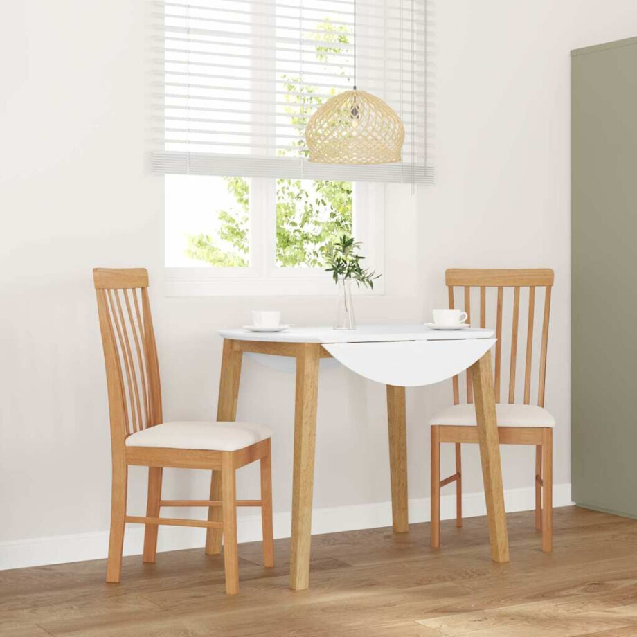 vidaXL Eetkamerstoelen met kussens 2 st massief hout rubber afbeelding 1