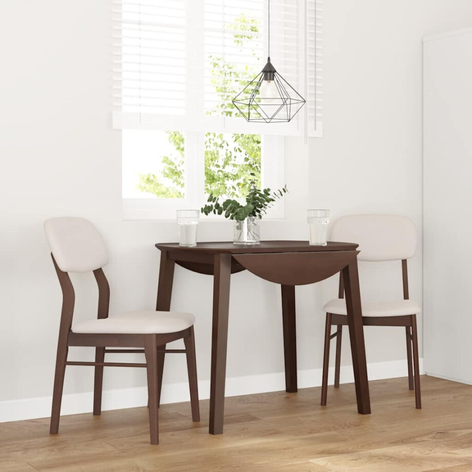 vidaXL Eetkamerstoelen met kussens 2 st massief hout rubber bruin afbeelding 1