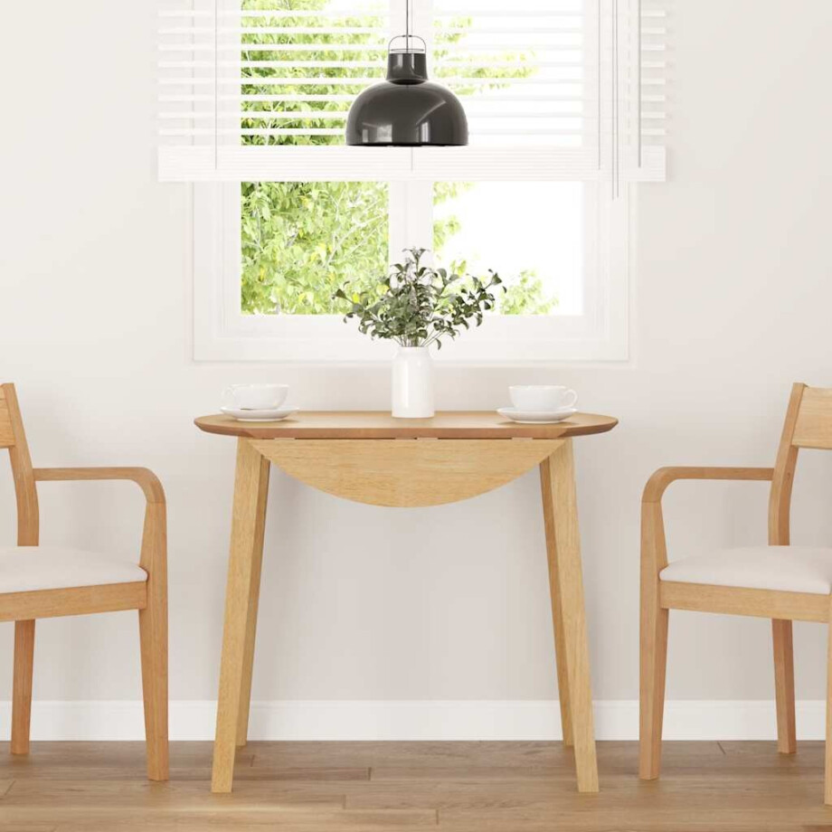vidaXL Eettafel massief hout naturel rubber afbeelding 1