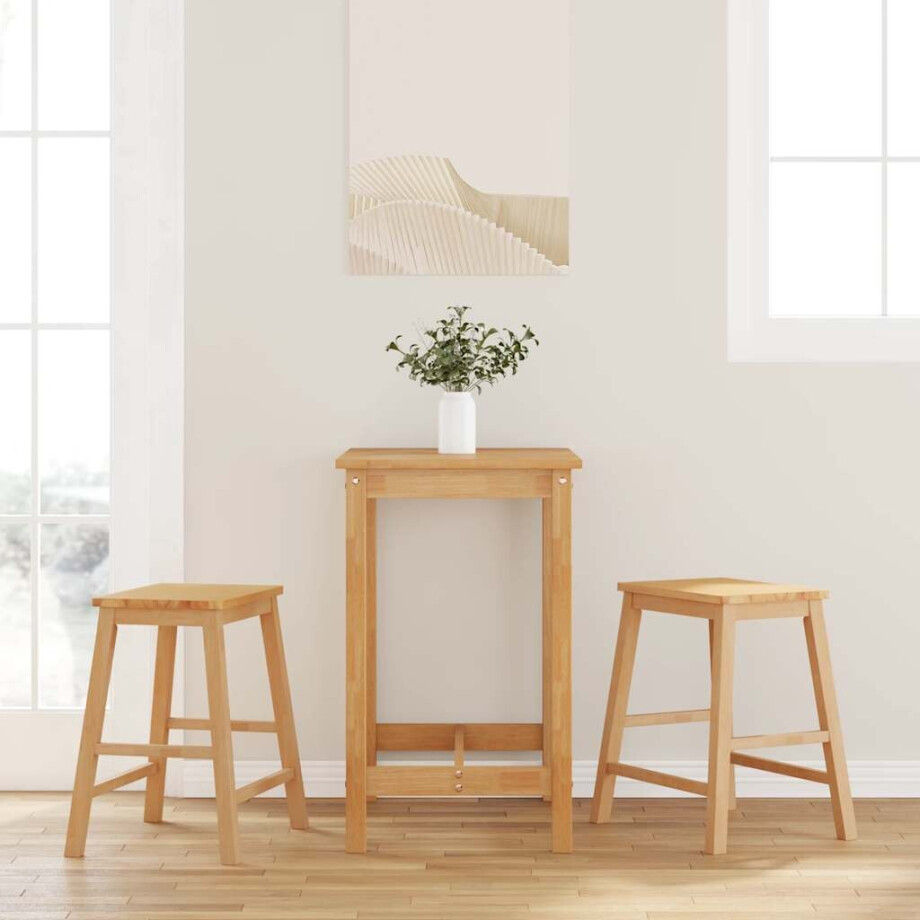 vidaXL Barstoelen 2 st massief hout rubber afbeelding 1