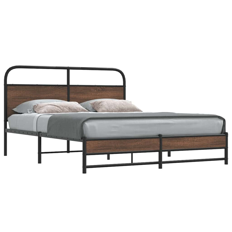 vidaXL Bedframe zonder matras bewerkt hout bruin eikenkleur 150x200 cm afbeelding 1