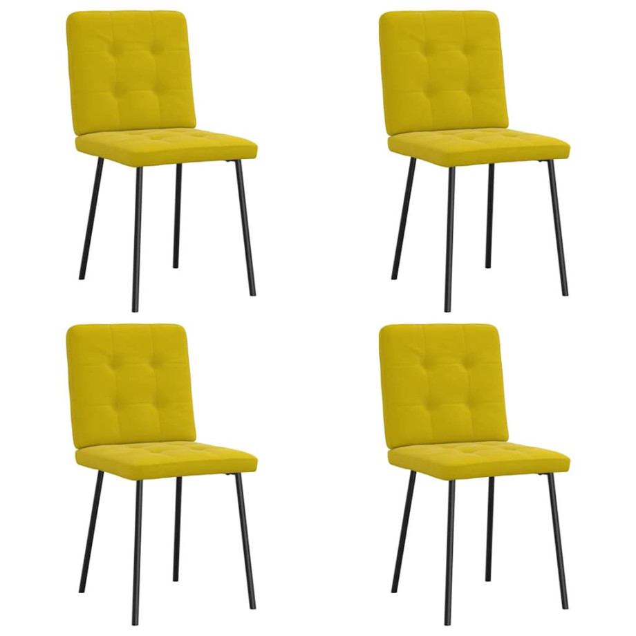 vidaXL Eetkamerstoelen 4 st fluweel geel afbeelding 1