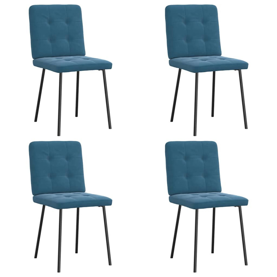 vidaXL Eetkamerstoelen 4 st fluweel blauw afbeelding 1