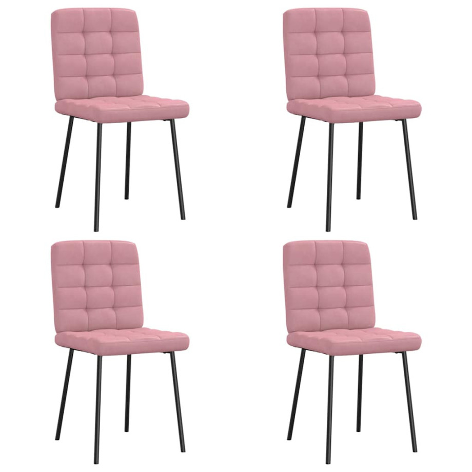 vidaXL Eetkamerstoelen 4 st fluweel roze afbeelding 1