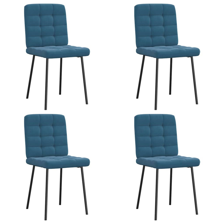 vidaXL Eetkamerstoelen 4 st fluweel blauw afbeelding 1