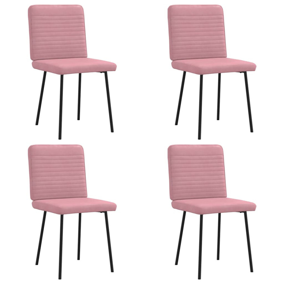 vidaXL Eetkamerstoelen 4 st fluweel roze afbeelding 1