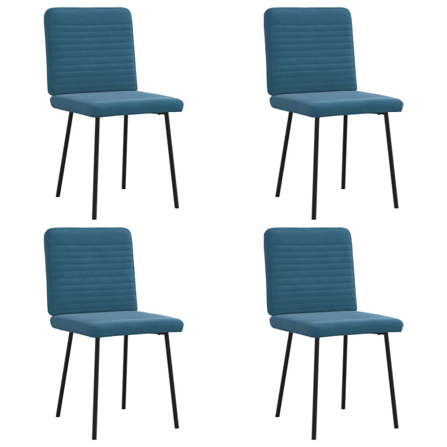 vidaXL Eetkamerstoelen 4 st fluweel blauw afbeelding 1