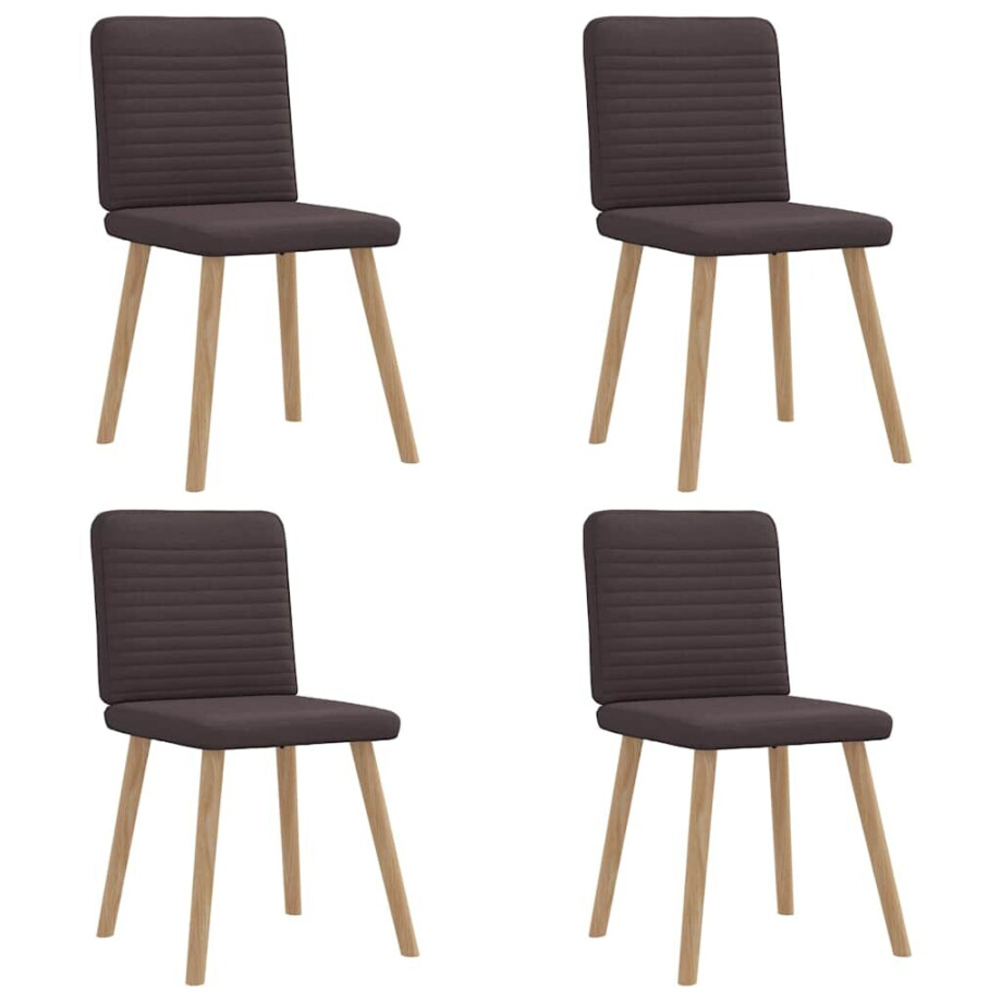 vidaXL Eetkamerstoelen 4 st stof donkerbruin vidaXL Eetkamerstoelen 4 st stof donkerbruin afbeelding 1