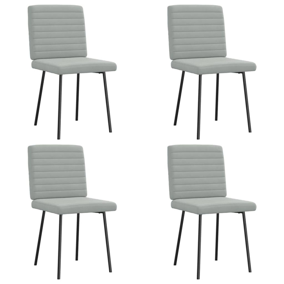 vidaXL Eetkamerstoelen 4 st fluweel lichtgrijs afbeelding 1
