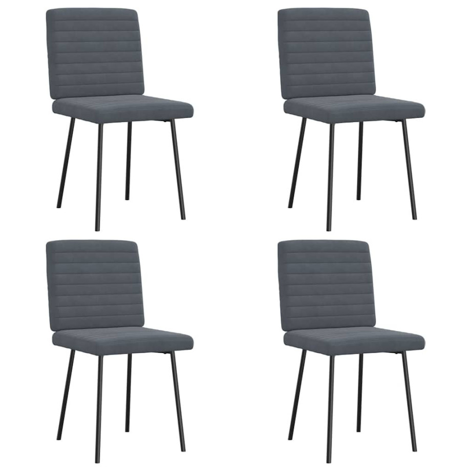 vidaXL Eetkamerstoelen 4 st fluweel donkergrijs afbeelding 1