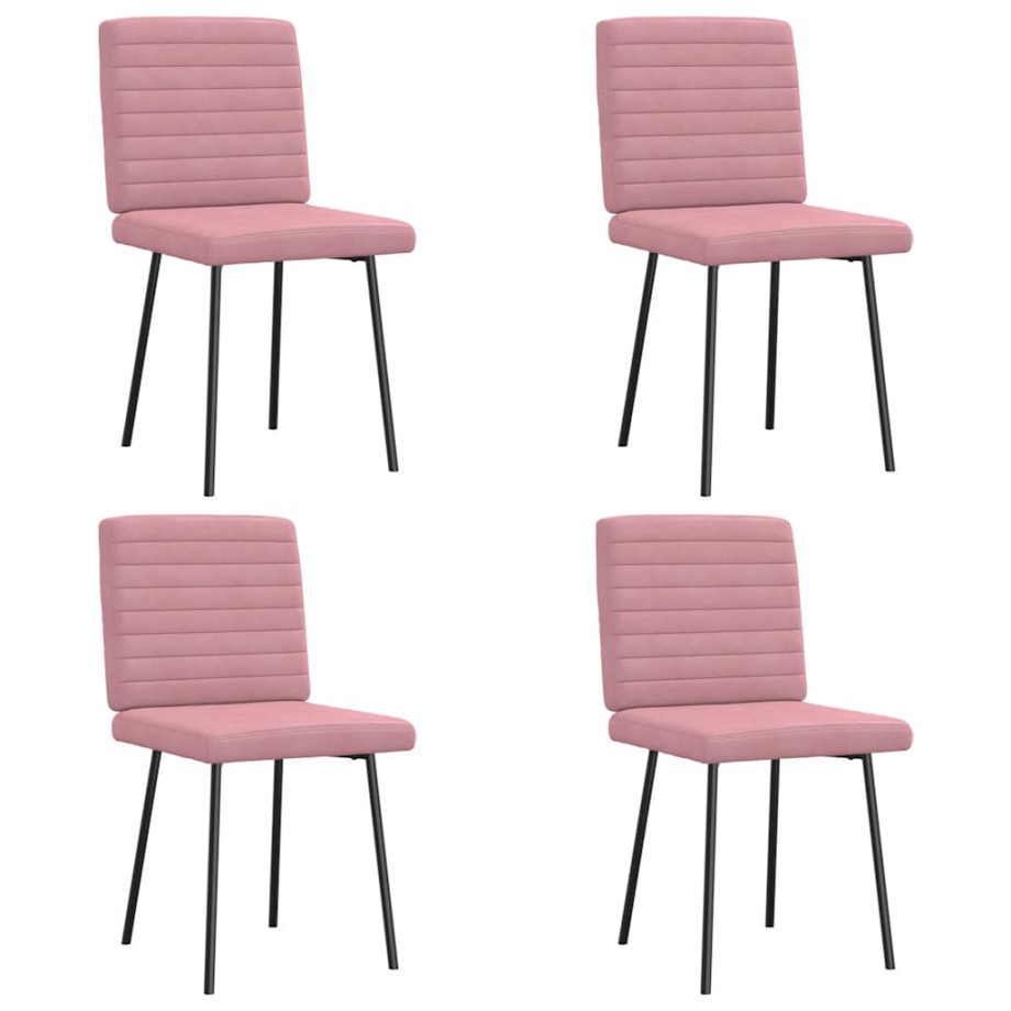 vidaXL Eetkamerstoelen 4 st fluweel roze afbeelding 1