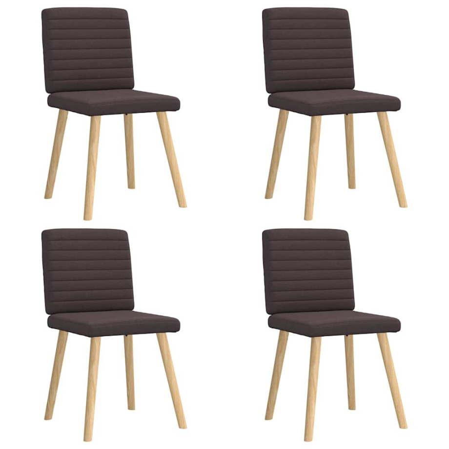 vidaXL Eetkamerstoelen 4 st stof donkerbruin afbeelding 1