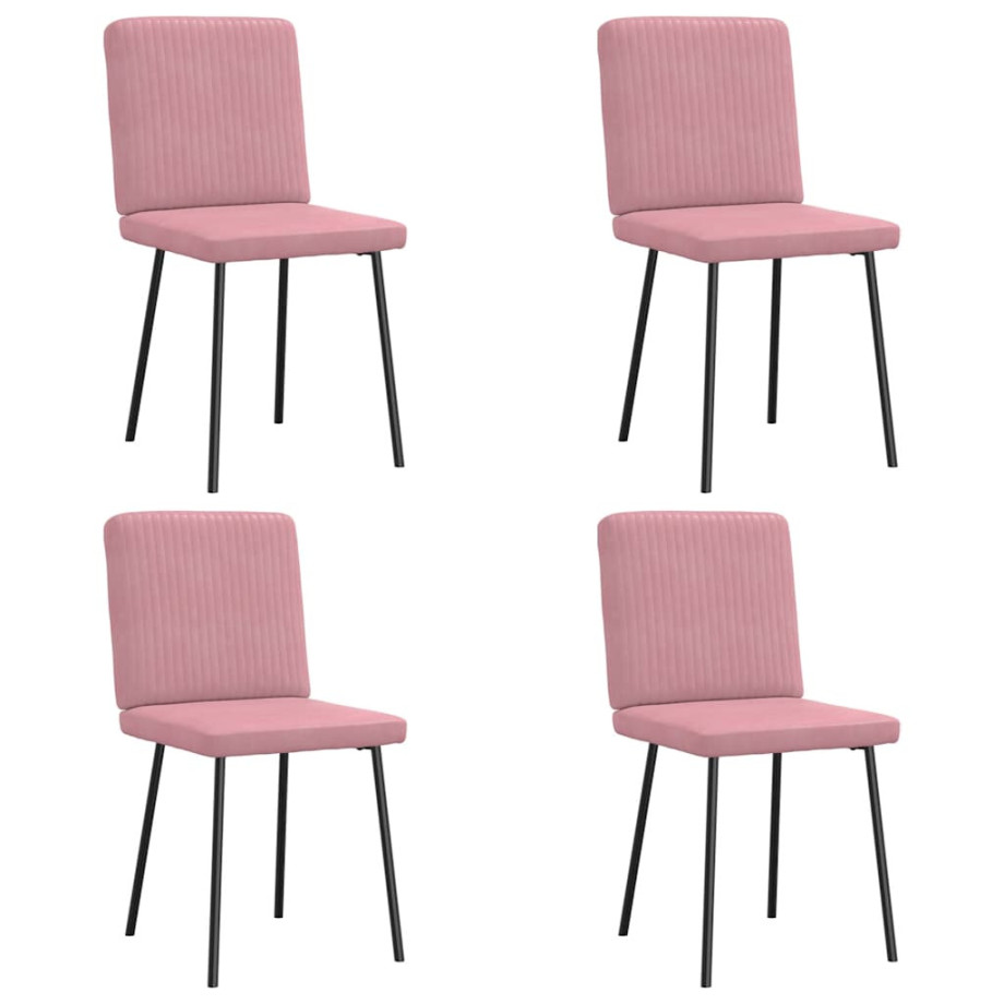 vidaXL Eetkamerstoelen 4 st fluweel roze afbeelding 1