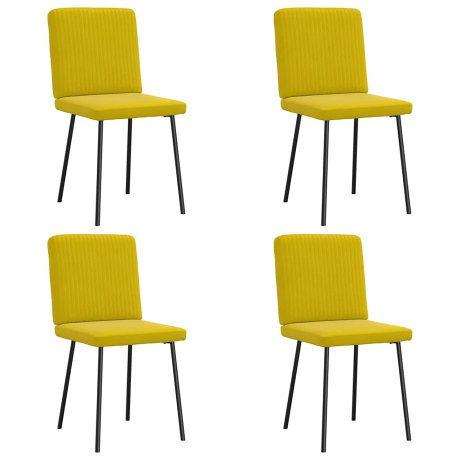 vidaXL Eetkamerstoelen 4 st fluweel geel afbeelding 1