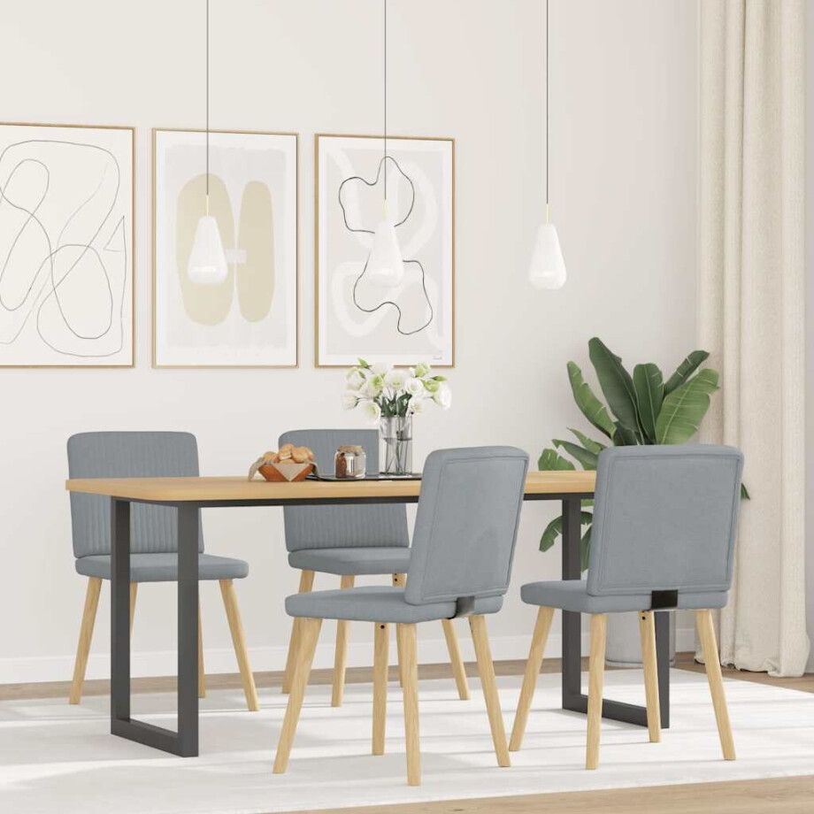 vidaXL Eetkamerstoelen 4 st stof lichtgrijs vidaXL Eetkamerstoelen 4 st stof lichtgrijs afbeelding 1