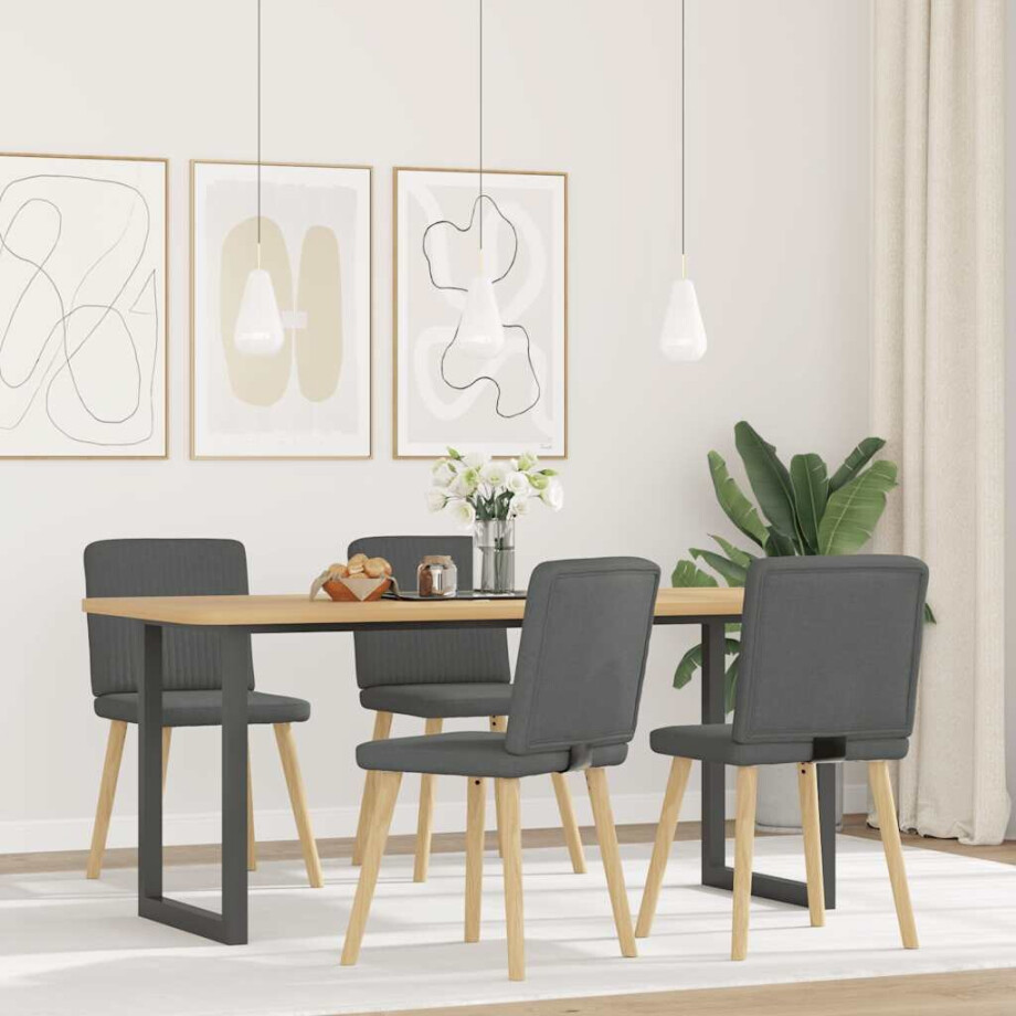 vidaXL Eetkamerstoelen 4 st stof donkergrijs afbeelding 1