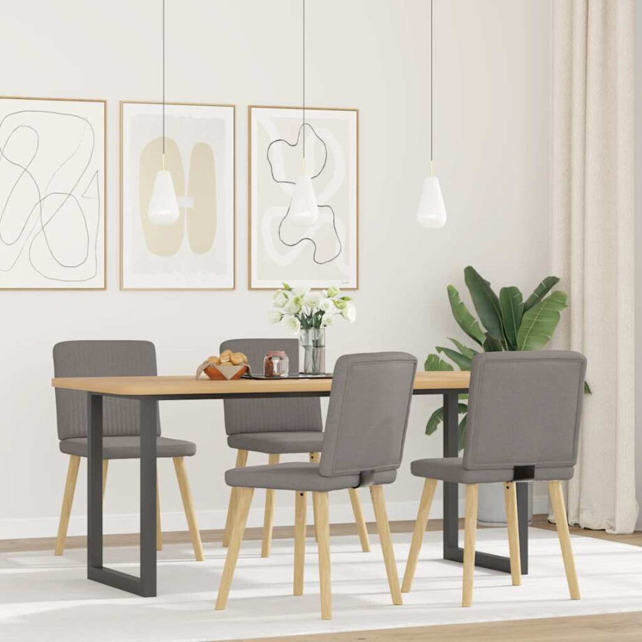 vidaXL Eetkamerstoelen 4 st draaibaar stof taupe afbeelding 1