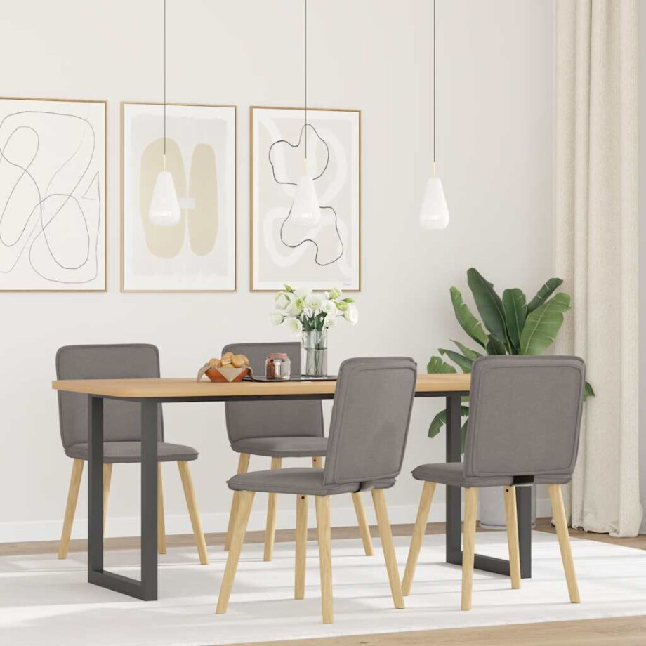 vidaXL Eetkamerstoelen 4 st draaibaar stof taupe afbeelding 1