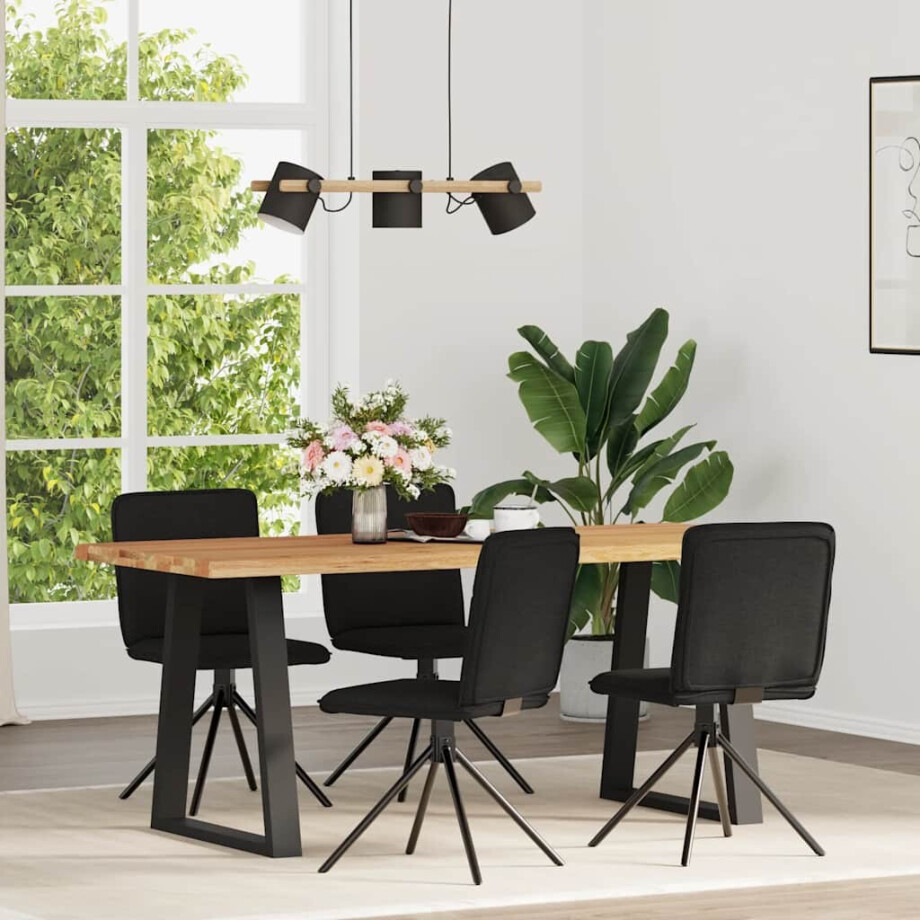 vidaXL Eetkamerstoelen 4 st stof zwart afbeelding 1