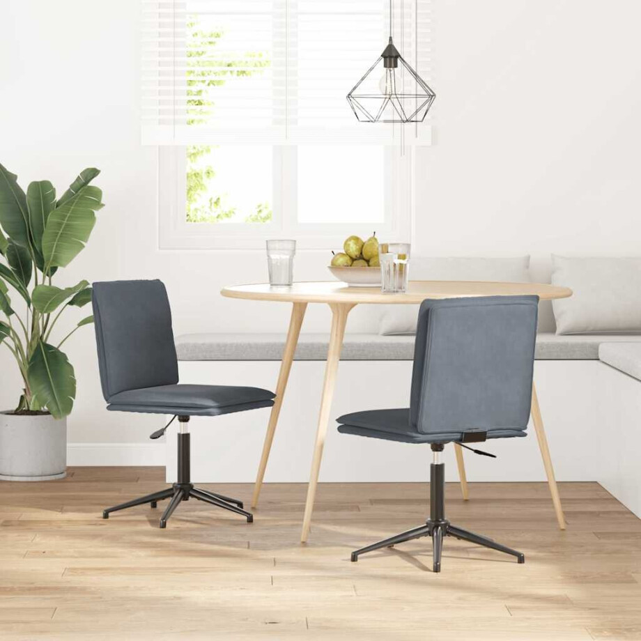 vidaXL Eetkamerstoelen 2 st fluweel donkergrijs afbeelding 1