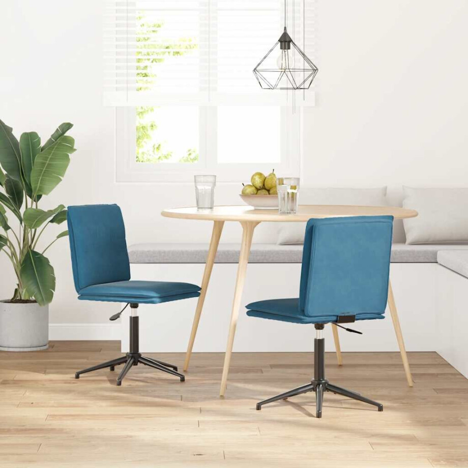 vidaXL Eetkamerstoelen 2 st fluweel blauw afbeelding 1