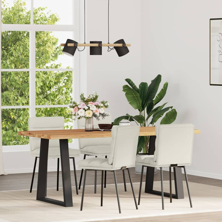 vidaXL Eetkamerstoelen 4 st fluweel crèmekleurig afbeelding 1