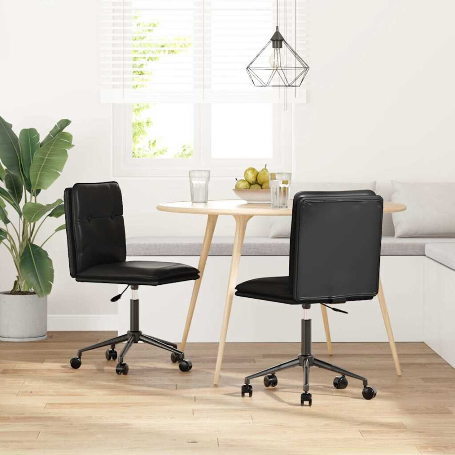 vidaXL Eetkamerstoelen 2 st kunstleer zwart afbeelding 1