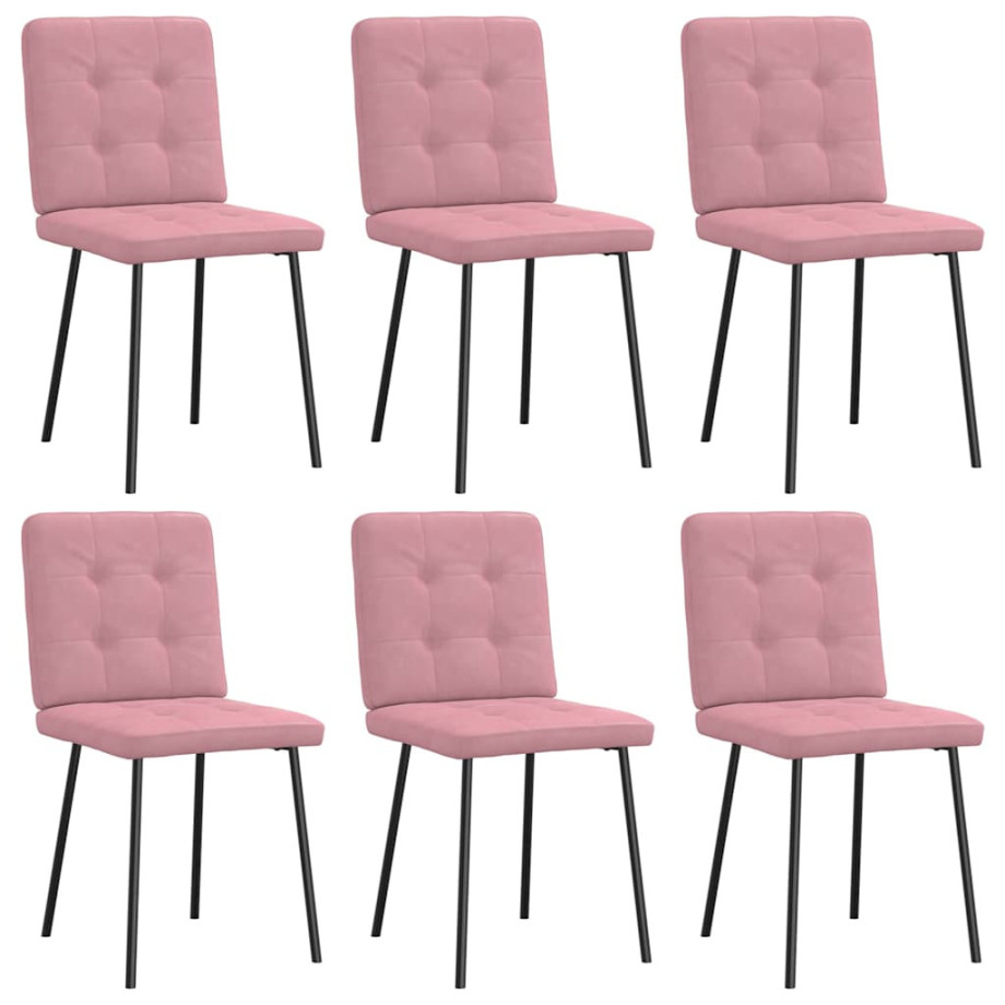 vidaXL Eetkamerstoelen 6 st fluweel roze afbeelding 1