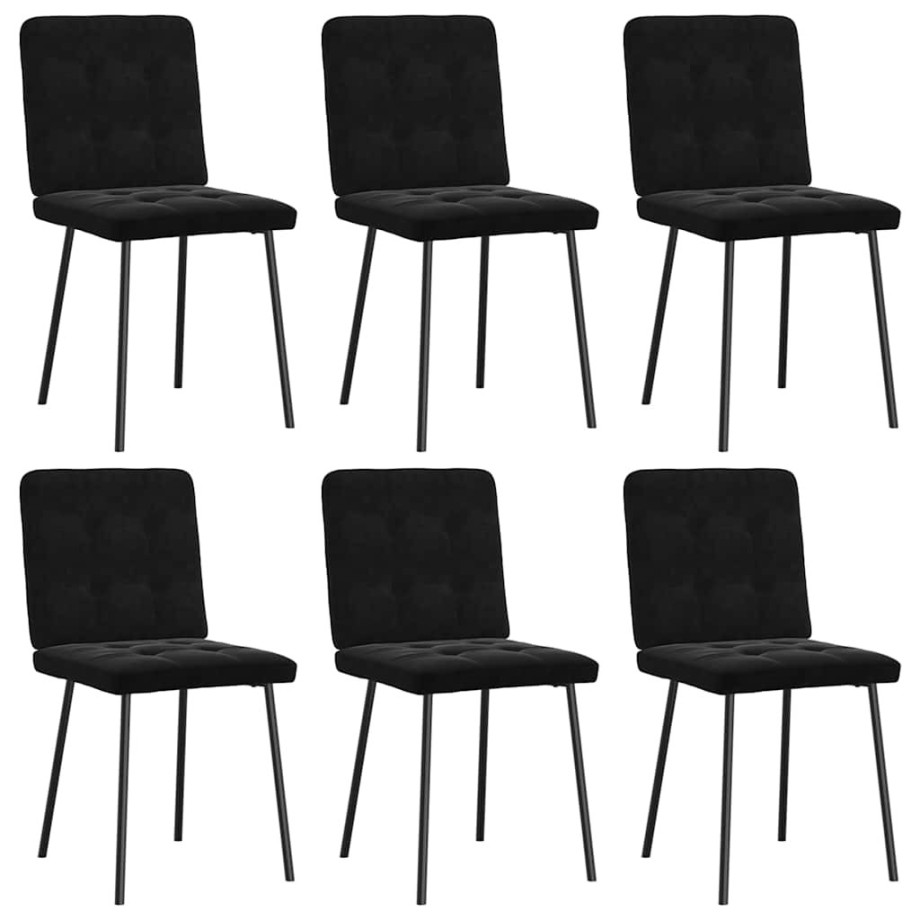 vidaXL Eetkamerstoelen 6 st fluweel zwart afbeelding 1