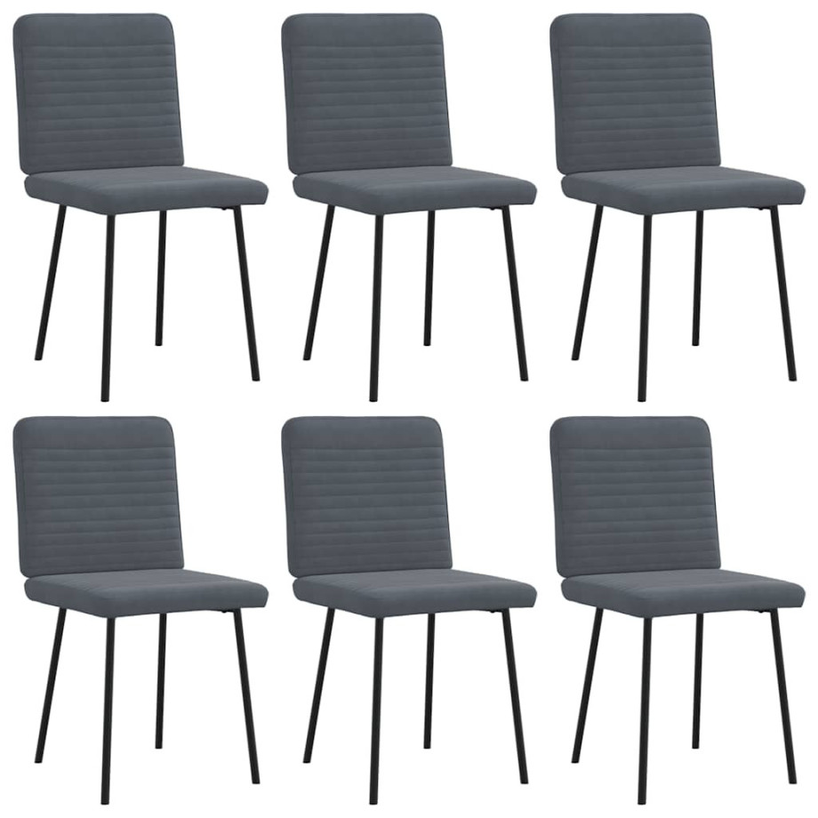 vidaXL Eetkamerstoelen 6 st fluweel donkergrijs afbeelding 1