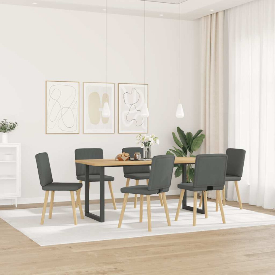 vidaXL Eetkamerstoelen 6 st stof donkergrijs afbeelding 1