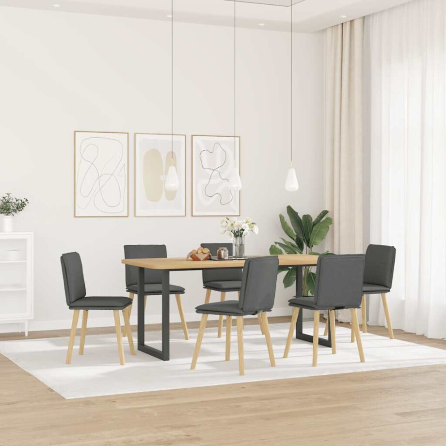 vidaXL Eetkamerstoelen 6 st stof donkergrijs vidaXL Eetkamerstoelen 6 st stof donkergrijs afbeelding 1