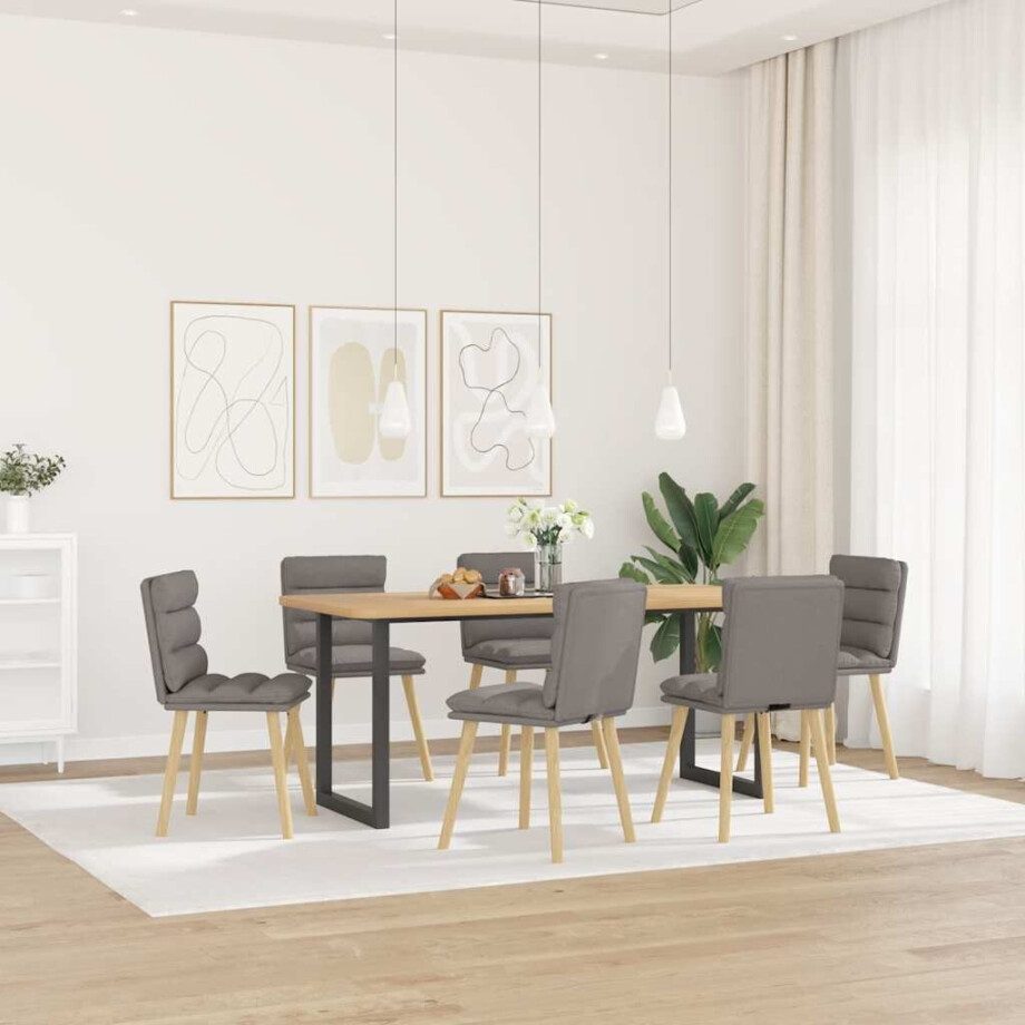 vidaXL Eetkamerstoelen 6 st stof taupe afbeelding 1