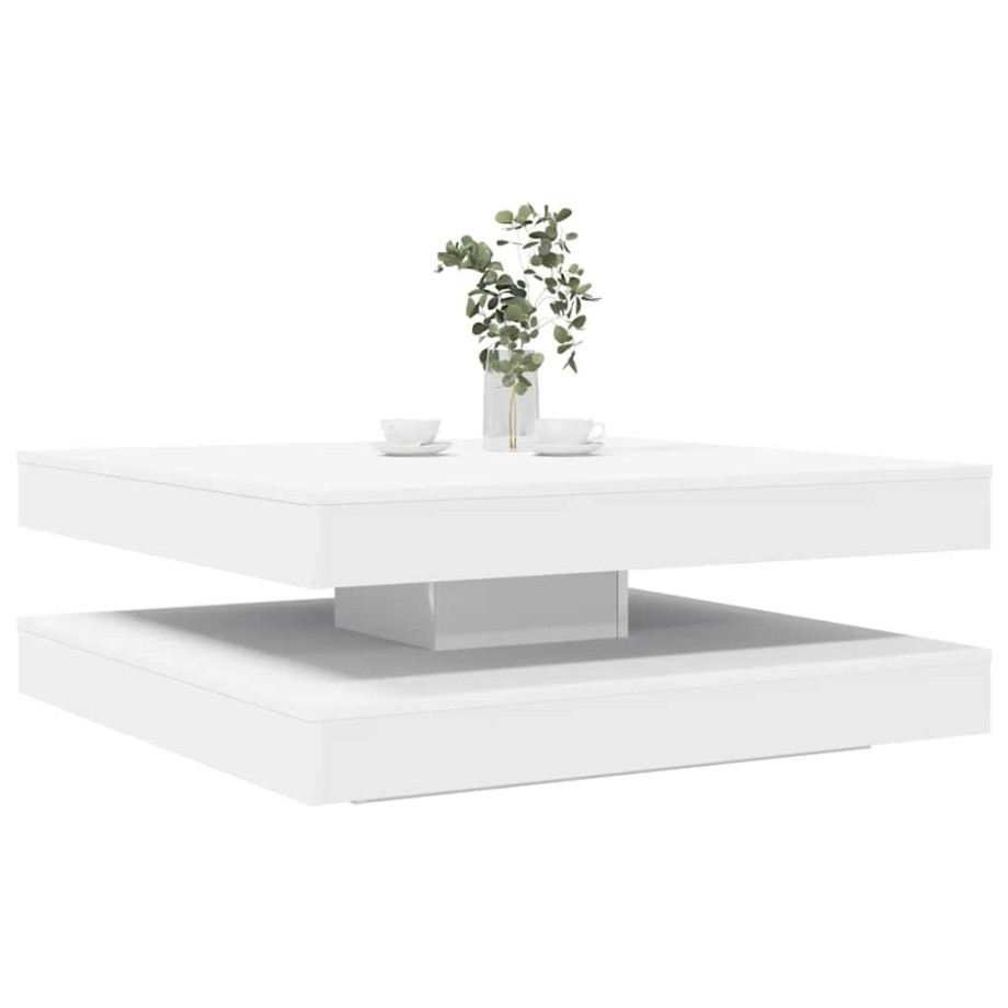 vidaXL Salontafel 360 graden draaibaar 90x90x34,5 cm wit afbeelding 1