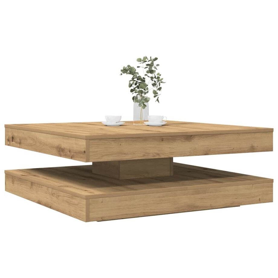 vidaXL Salontafel 360 graden draaibaar 90x90x34,5 cm artisanaal eiken afbeelding 1