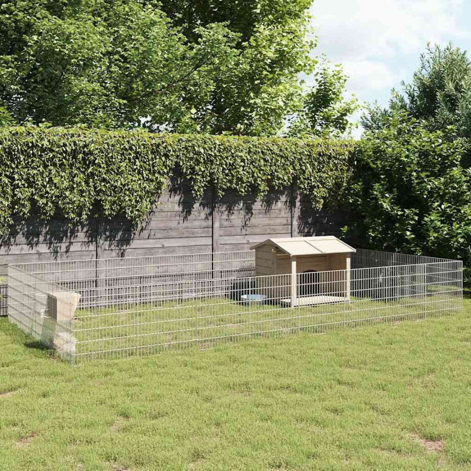 vidaXL Dierenverblijf 24 panelen 54x60 cm gegalvaniseerd ijzer afbeelding 1