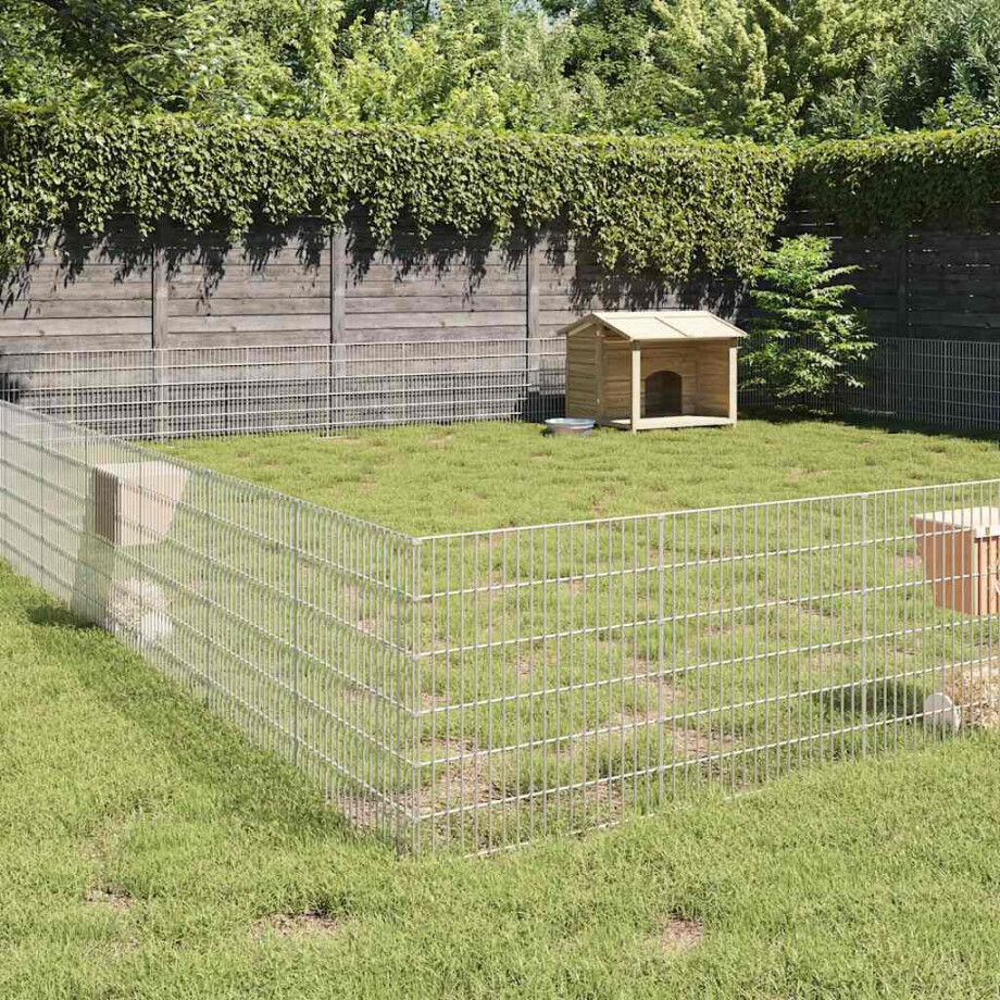 vidaXL Dierenverblijf 48 panelen 54x60 cm gegalvaniseerd ijzer afbeelding 1