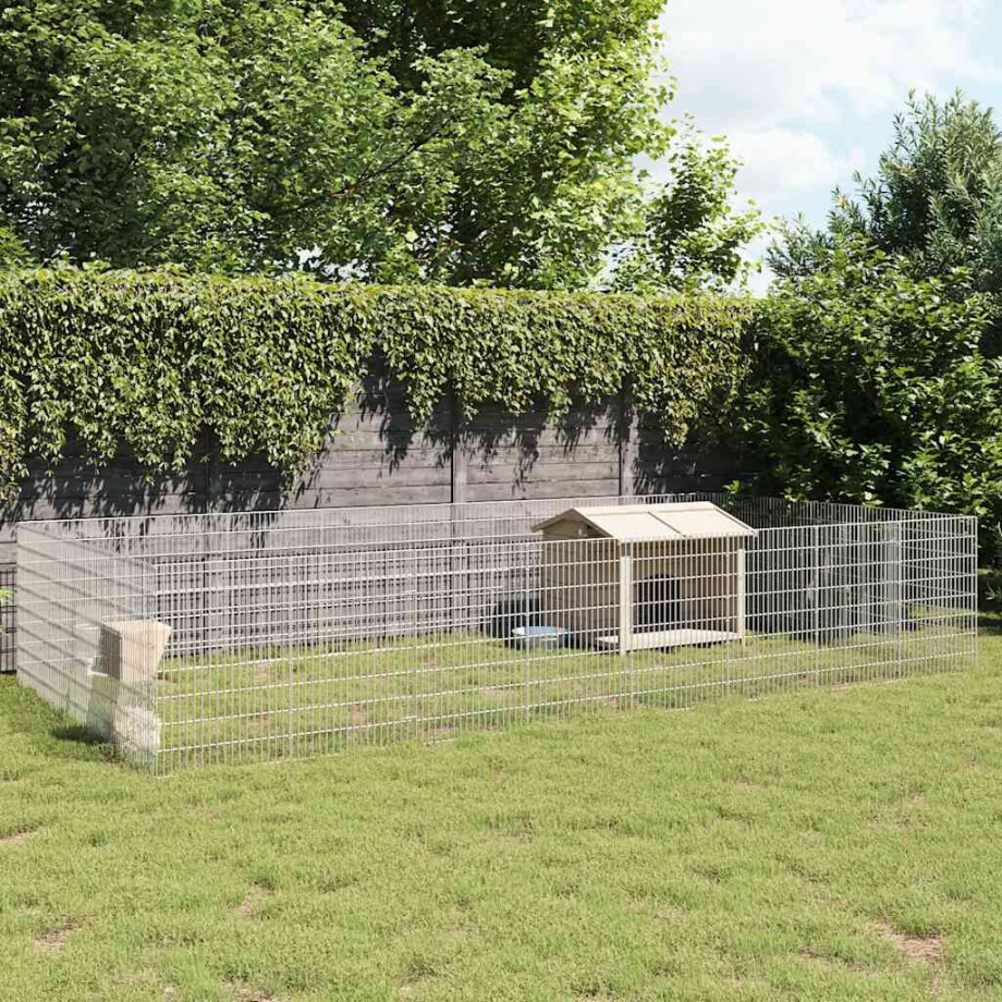 vidaXL Dierenverblijf 24 panelen 54x80 cm gegalvaniseerd ijzer afbeelding 1