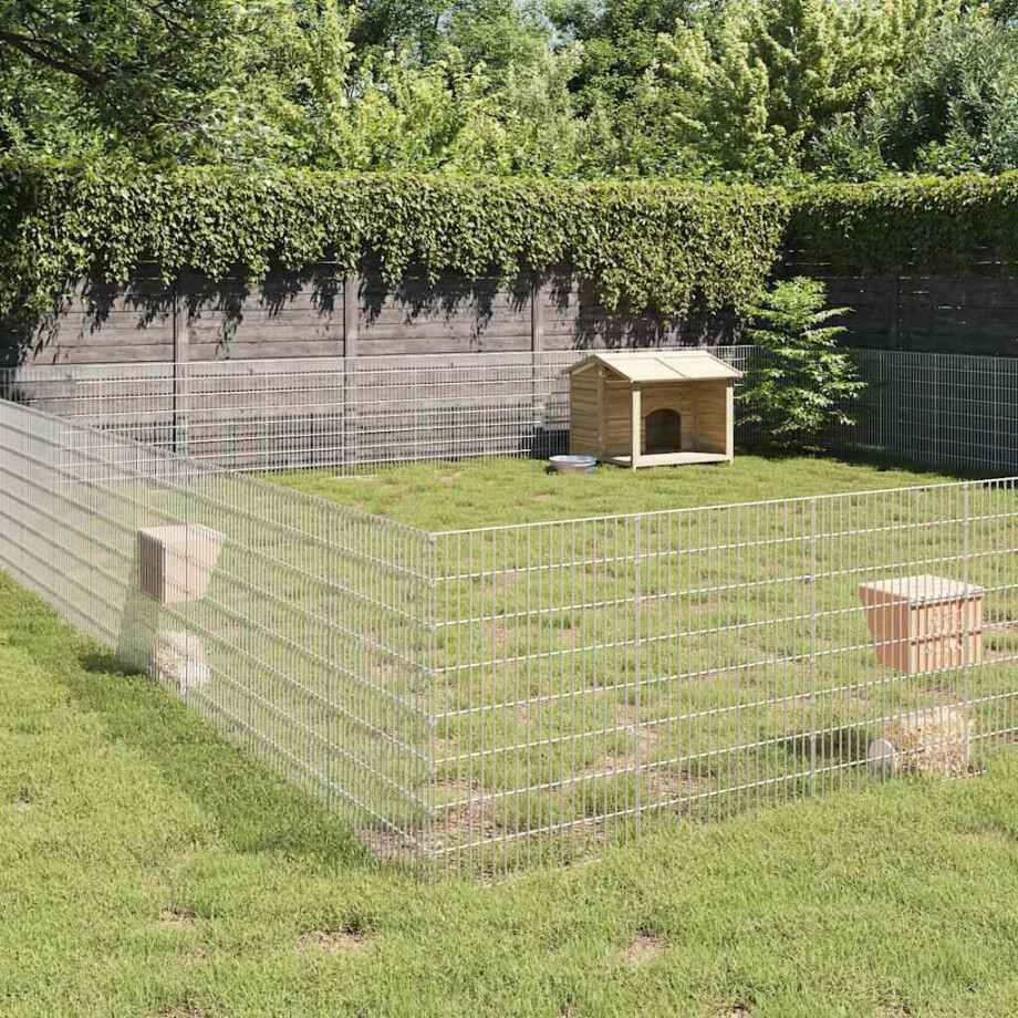 vidaXL Dierenverblijf 48 panelen 54x80 cm gegalvaniseerd ijzer afbeelding 1