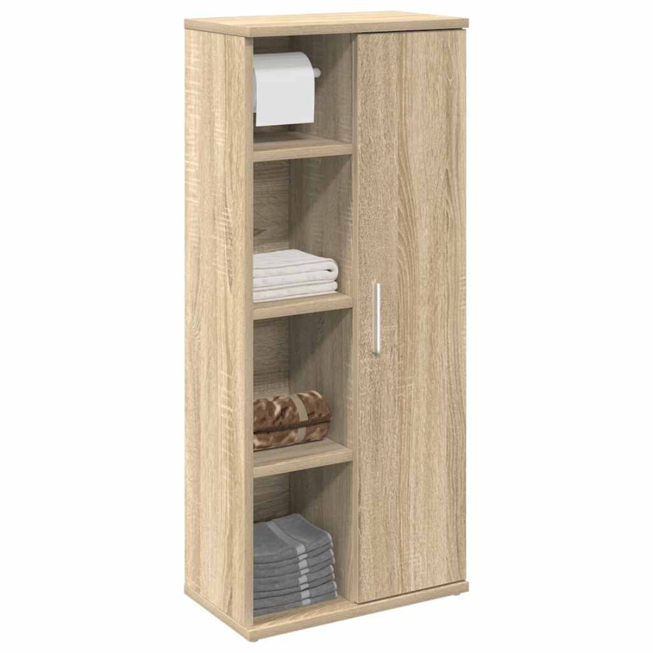 vidaXL Badkamerkast met rolhouder 39x22x90 cm sonoma eikenkleurig afbeelding 1