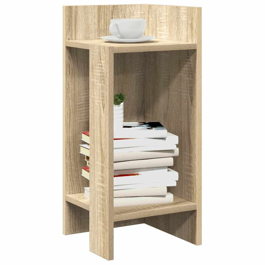 vidaXL Bijzettafeltje met plank 25,5x27x60 cm sonoma eikenkleurig afbeelding 1