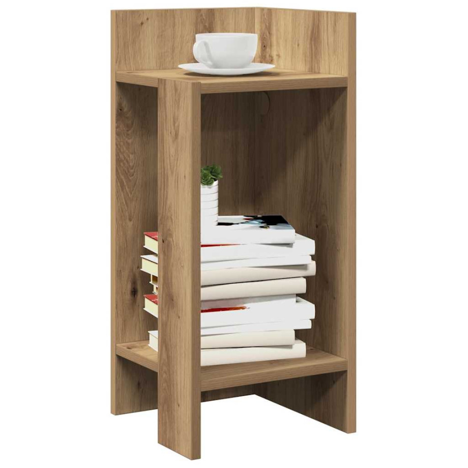 vidaXL Bijzettafels 2 st met plank 25,5x27x60 cm artisanaal eikenkleur afbeelding 1