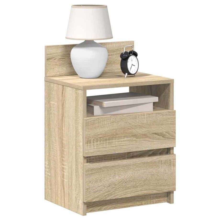 vidaXL Nachtkastjes 2 st met 2 lades 40x33x60 cm sonoma eikenkleurig afbeelding 1