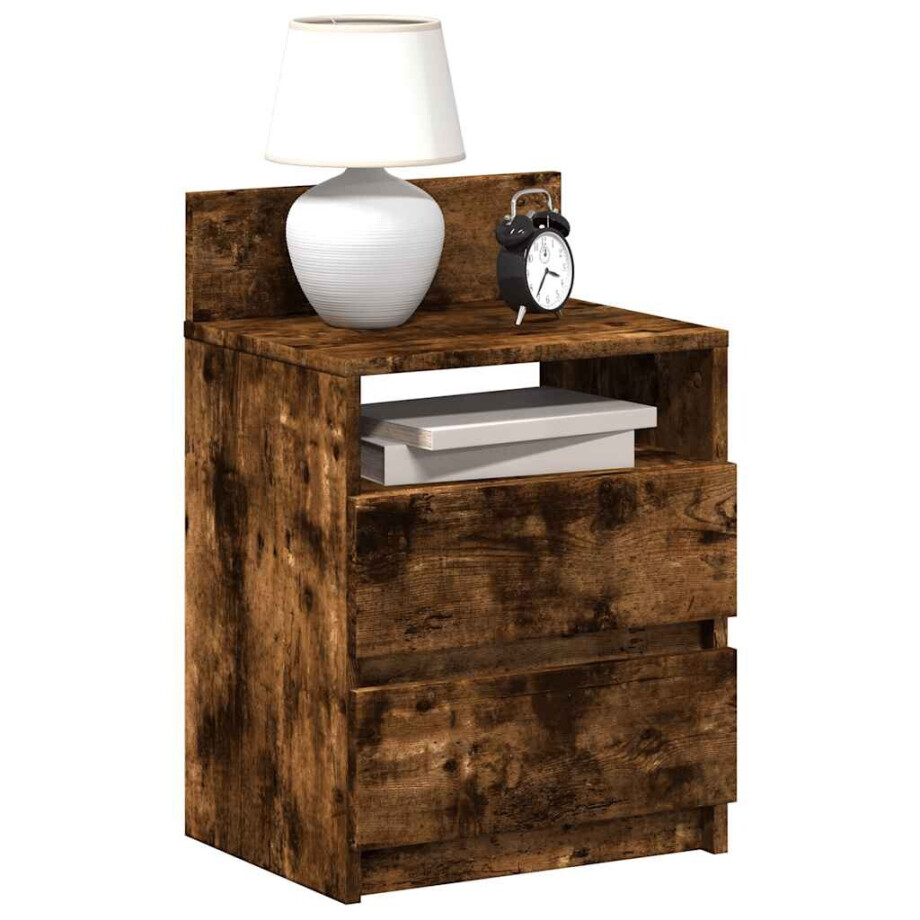 vidaXL Nachtkastje met 2 lades 40x33x60 cm gerookt eikenkleurig afbeelding 1