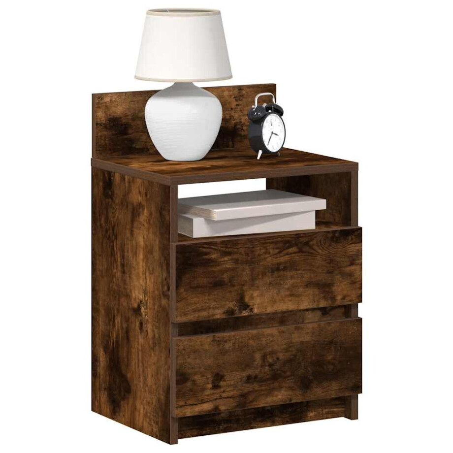 vidaXL Nachtkastjes 2 st met 2 lades 40x33x60 cm gerookt eikenkleurig afbeelding 1