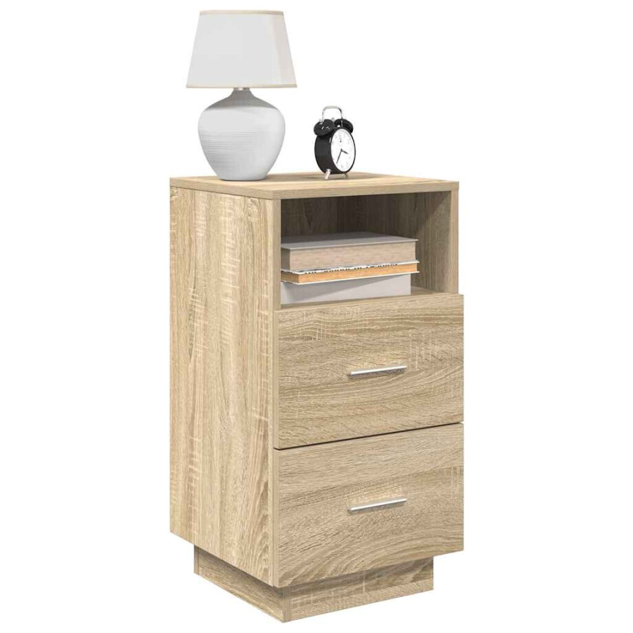 vidaXL Nachtkastje met 2 lades 36x36x68 cm sonoma eikenkleurig afbeelding 1