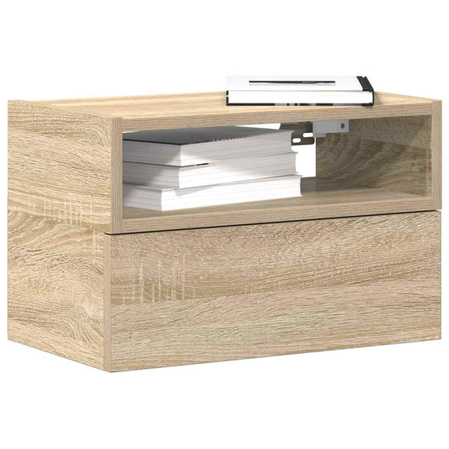 vidaXL Nachtkastjes 2 st wandgemonteerd 45x26x28,5cm sonoma eikenkleur afbeelding 1