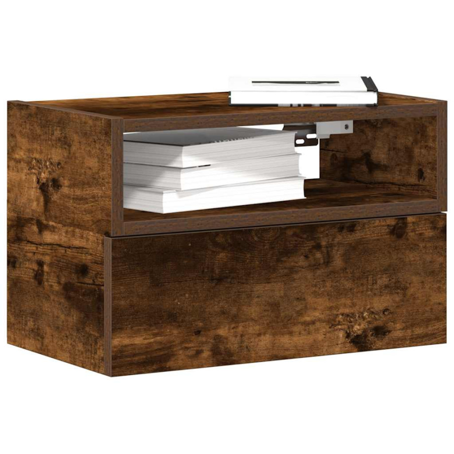 vidaXL Nachtkastjes 2 st wandgemonteerd 45x26x28,5 cm gerookt eiken vidaXL Nachtkastjes 2 st wandgemonteerd 45x26x28,5 cm gerookt eiken afbeelding 1