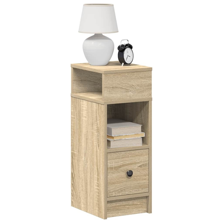 vidaXL Nachtkastje met lade 25x31x66 cm sonoma eikenkleurig afbeelding 1